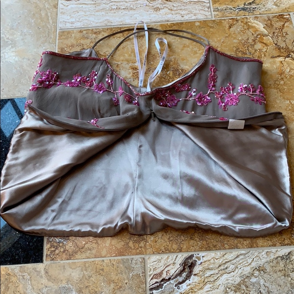 Laundry by Shelli Segal taupe floral beads/sequins - Picture 7 of 8
